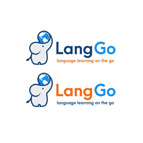 A unique logo for LangGo, a service for language learning on the go