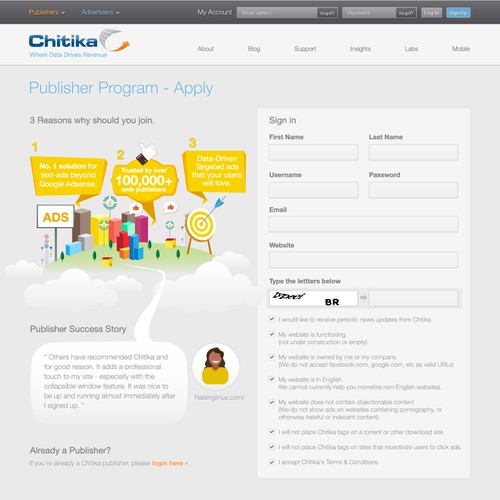 Website design for Chitika