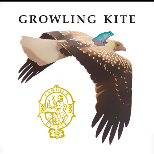 Create a quirky, interesting wine label for Growling Kite