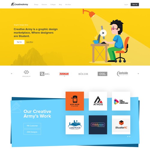 Home Page design for Creative Army