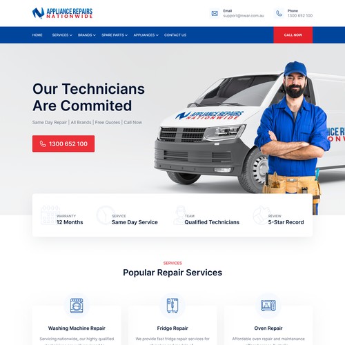 Nationwide Appliance Repairs Home UI