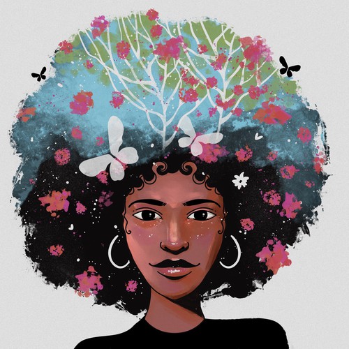 AFRO HAIR ILLUSTRATION FOR BEAUTY BRAND