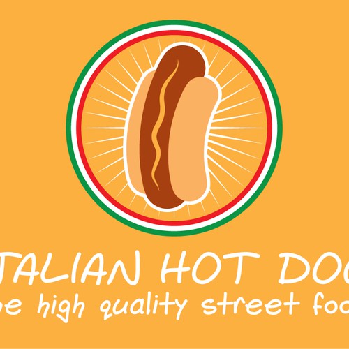 Crea un logo per un hot dog dal gusto italiano. Create a logo for a hot dog by the Italian taste