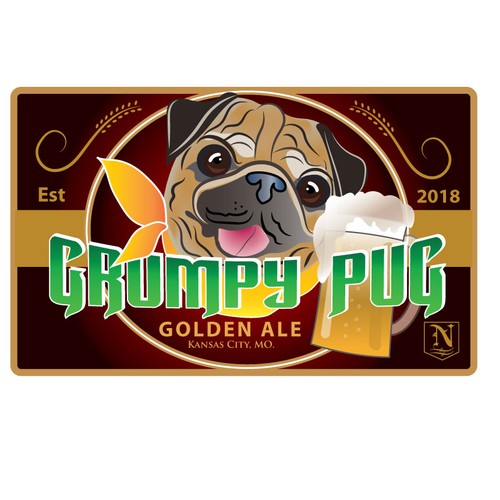 Grumpy Pug beer label