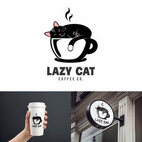 black lazy cat