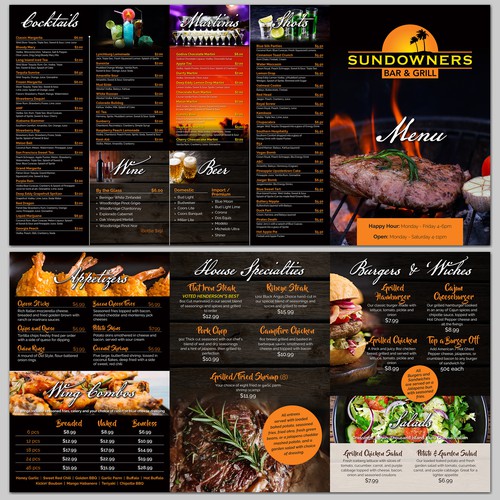 Menu for Sundowners Bar & Grill [Winner]