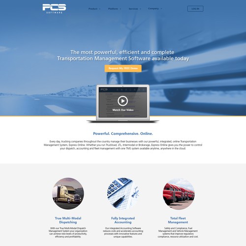 Website design for trucking software