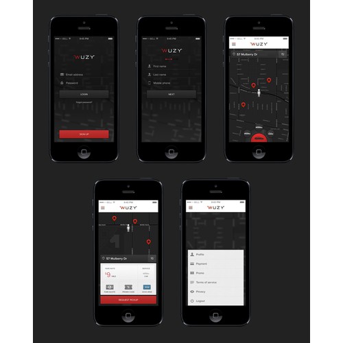 Wuzy - ridesharing app concept