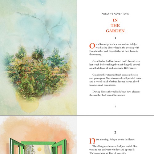 Interior design and typesetting with imagery for book "Adelyn’s Adventure IN THE GARDEN"