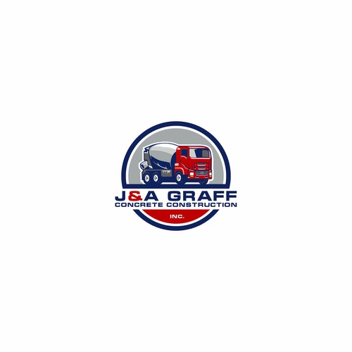 Logo with concept concrete truck for construction company