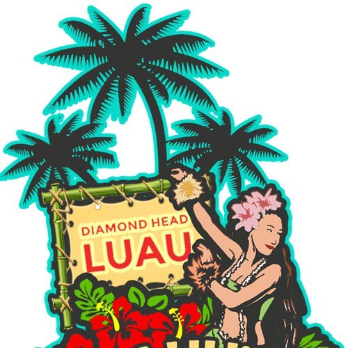 Create an eye catching magnet souvenir for the Diamond Head Luau