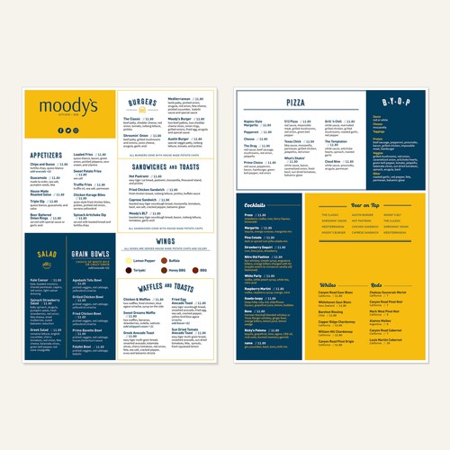 Bold & organized menu