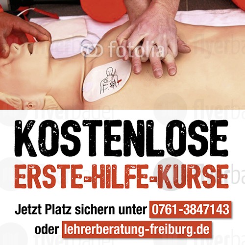 Plakat für kostenlosen Erste-Hilfe-Kurs