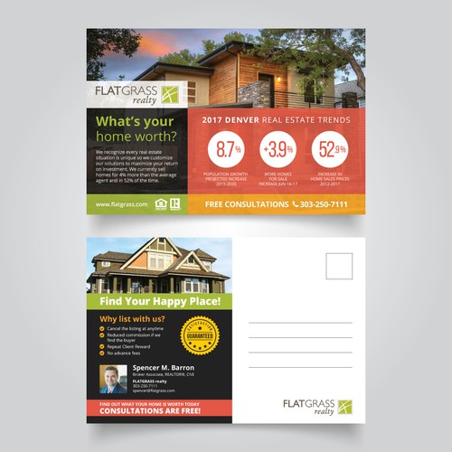 Modern Flat Design for Realty Postcard