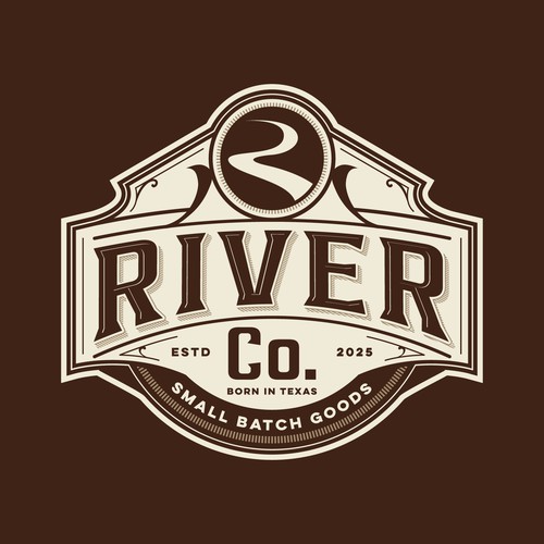 Craft a classic emblem logo for a heritage men's grooming brand rooted in the American outdoors