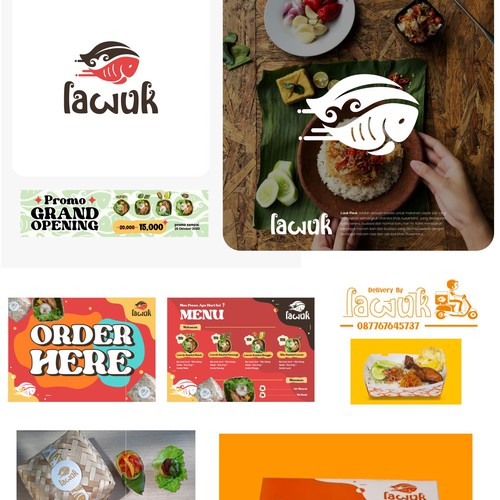 Logo and packaging for brand Lawuk ( food delivery)