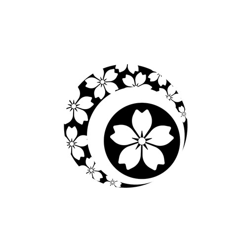 Asian style flowers & circles logo