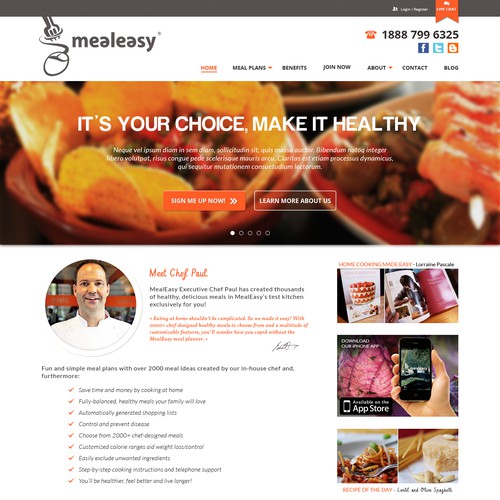Help mealeasy.com with a new website design