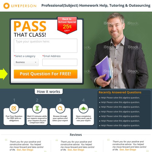 Create a winning landing page for an online tutoring/ outsourcing website