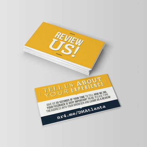 REVIEW ME CARD - Business Card Size To Request a Rating and Review