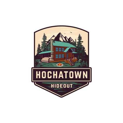 Log cabin outdoor adventure logo