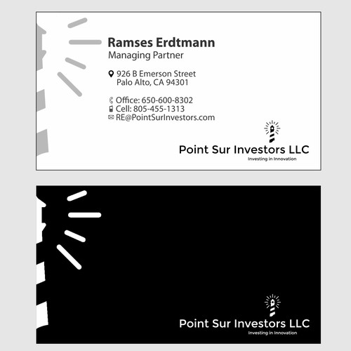 Simple business card for investing company.