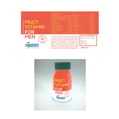 Multivitamin Bottle Label Design