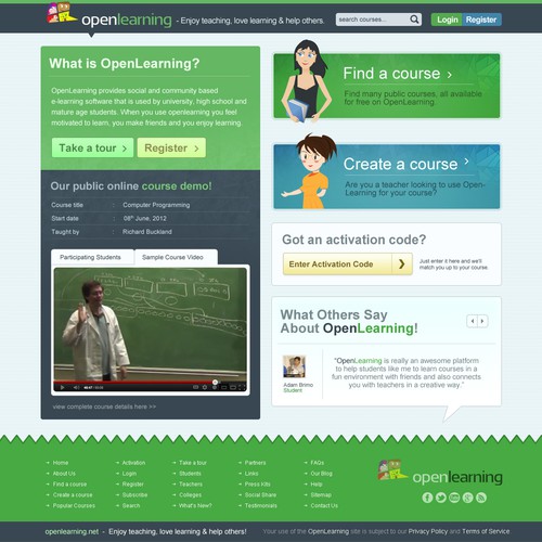 High traffic educational site needs a new homepage (Open Learning)
