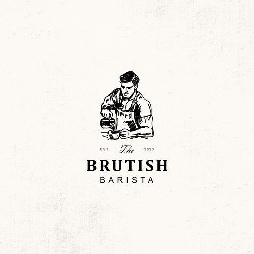 Design a coffee themed logo with a powerful animal drinking or brewing espresso/coffee