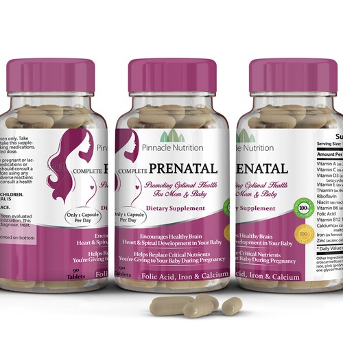 Beautiful, Artistic Label For Premium Prenatal Vitamin Supplement Needed!