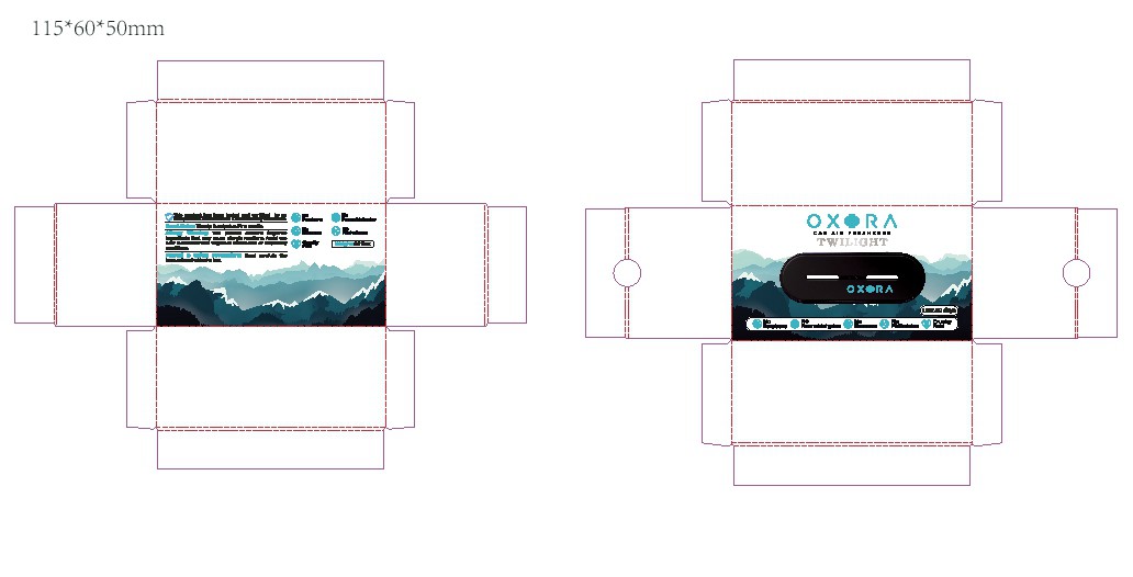 Design a minimalist packaging for a luxury CAR AIR FRESHENER