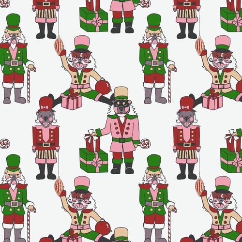 Fun Holiday Print with Pups dressed as Nutcrackers