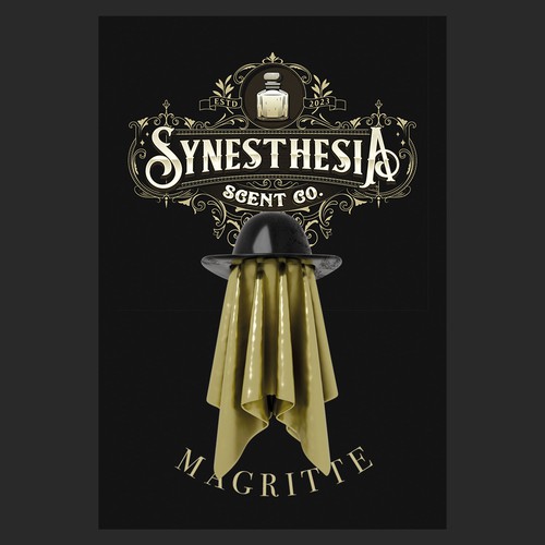 A dark perfume label for an independent perfume house inspired by classic paintings