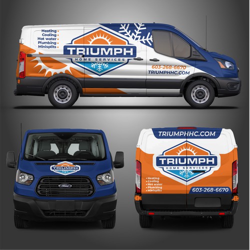 Bold Ford® Transit Wrap Design for a Home Services HVAC Company