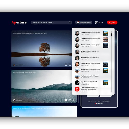 Aperture: A Social Media Website UI Design