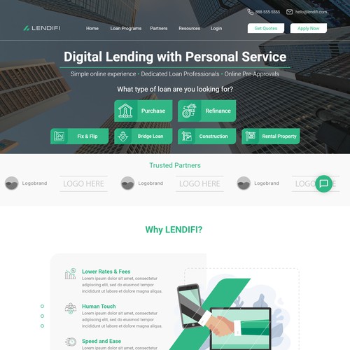 Lendifi Landing Page