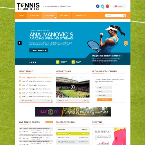 Tennis web design