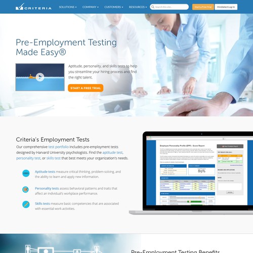 Criteria Landing Page