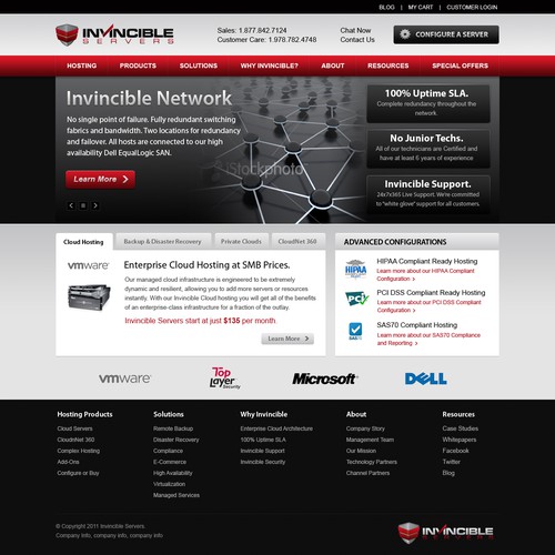 Create the next Web Page Design for Invincible Servers