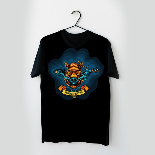 Fishing and Hunting T- Shirt Illustration