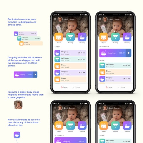 UI design for baby care app