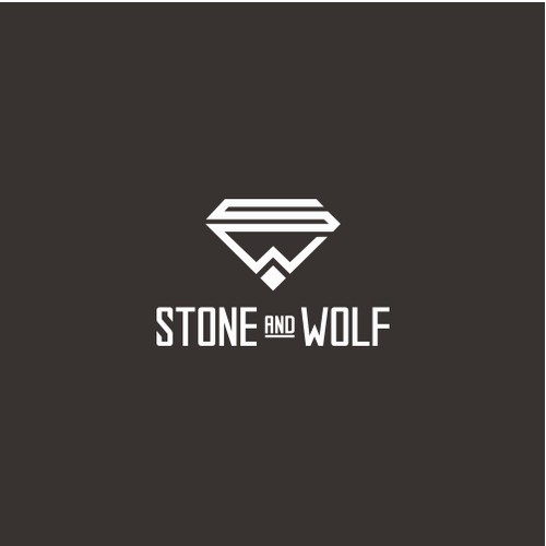Logo proposal for Stone & Wolf. A new brand of mens bracelets made from natural semi-precious stones and stainless steel elements specially made for professionals.