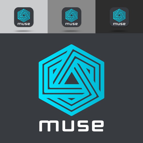 Muze - App logo and icon for a creative multimedia communication app