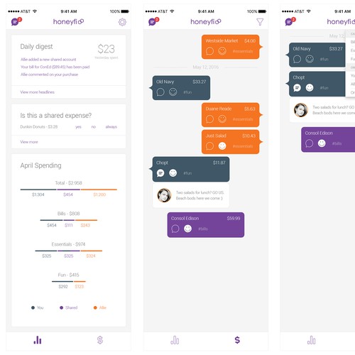 Finance management mobile app for pairs