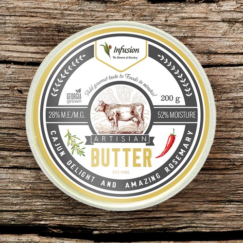 Infusion Blends Co., olive oil and artisan butter labels design