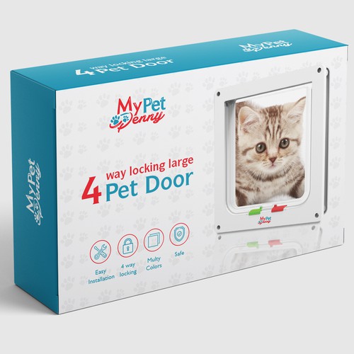 Packaging design for a cat pet door