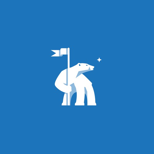 Polar bear with flag.