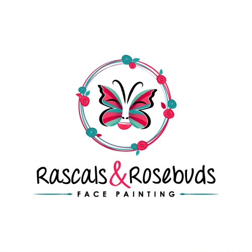 create a fun and warm logo for Rascals and Rosebuds Face Painting