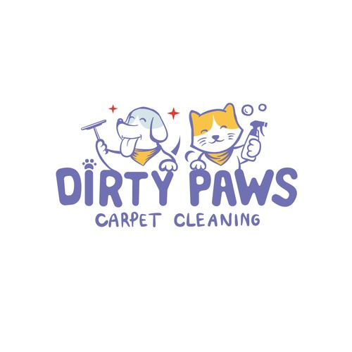 Cute dog and cat mascot logo