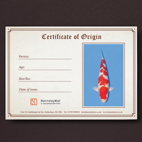 Koi certificate
